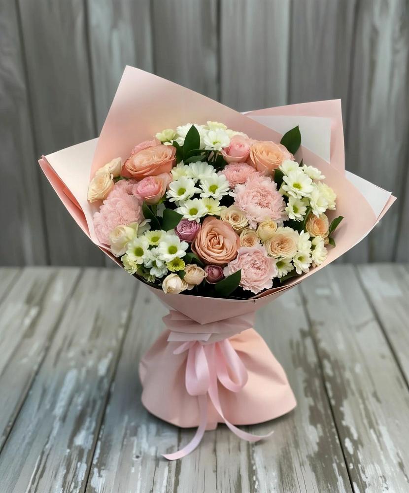 Букет цветов из: Гвоздики, Розы и Хризантемы в Нестеровском