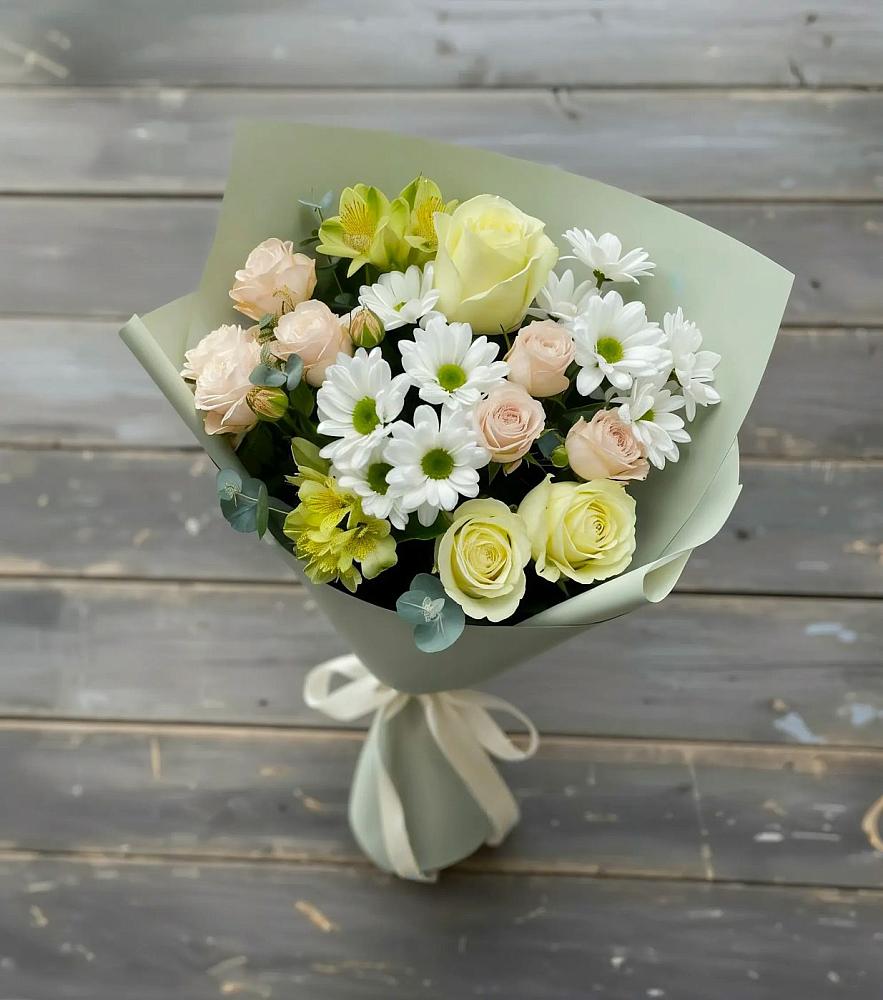 Букет цветов из: Альстромерии, Розы и Хризантемы в Нестеровском
