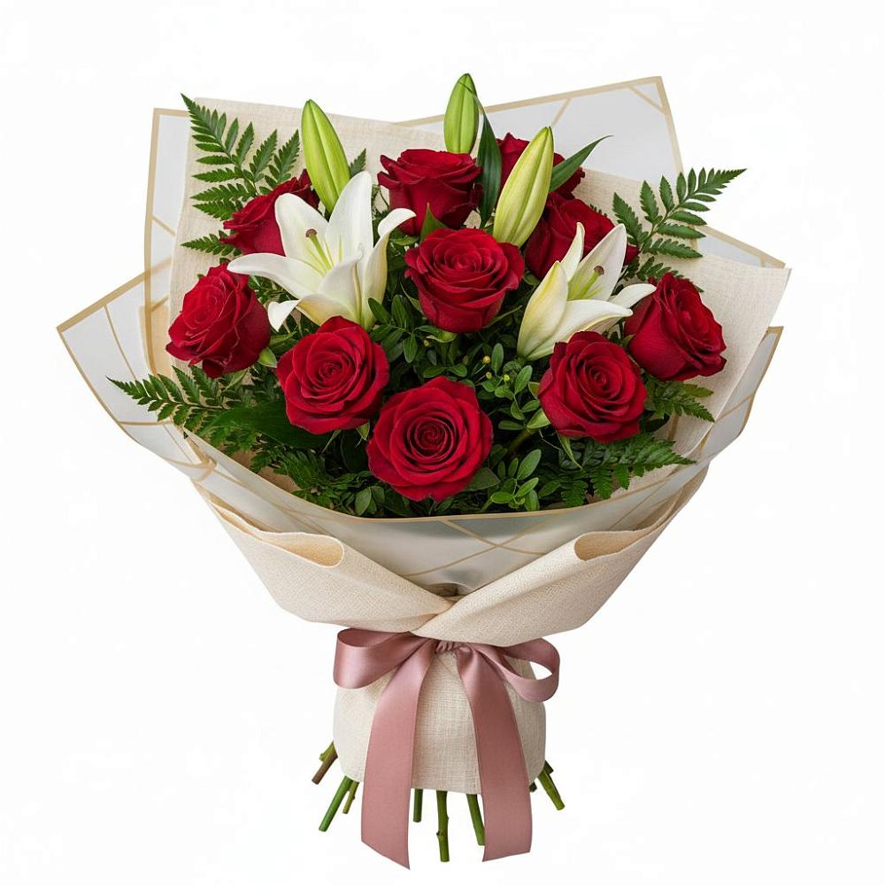 Букет цветов из: Лилии и Розы в Нестеровском