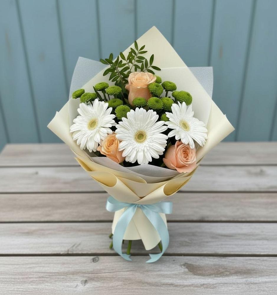Букет цветов из: Герберы, Розы и Хризантемы в Нестеровском