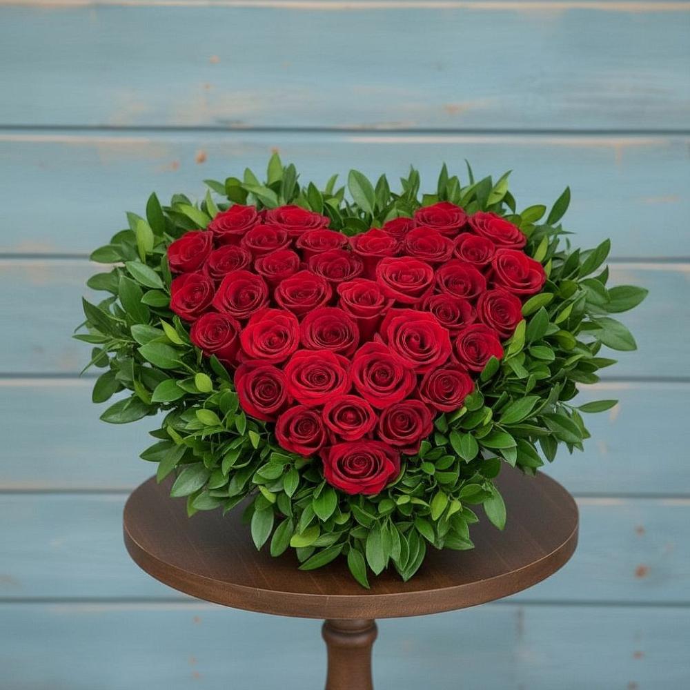 Цветочная композиция из Розы в виде сердца в Нестеровском