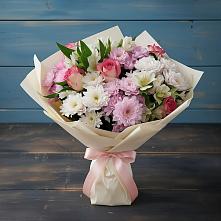 Букет цветов из:  Хризантемы, Альстромерии и Розы в Нестеровском