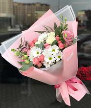 Букет цветов из:  Розы, Лизиантусы и Хризантемы в Нестеровском