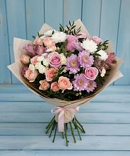 Букет цветов из:  Хризантемы, Розы и Альстромерии в Нестеровском