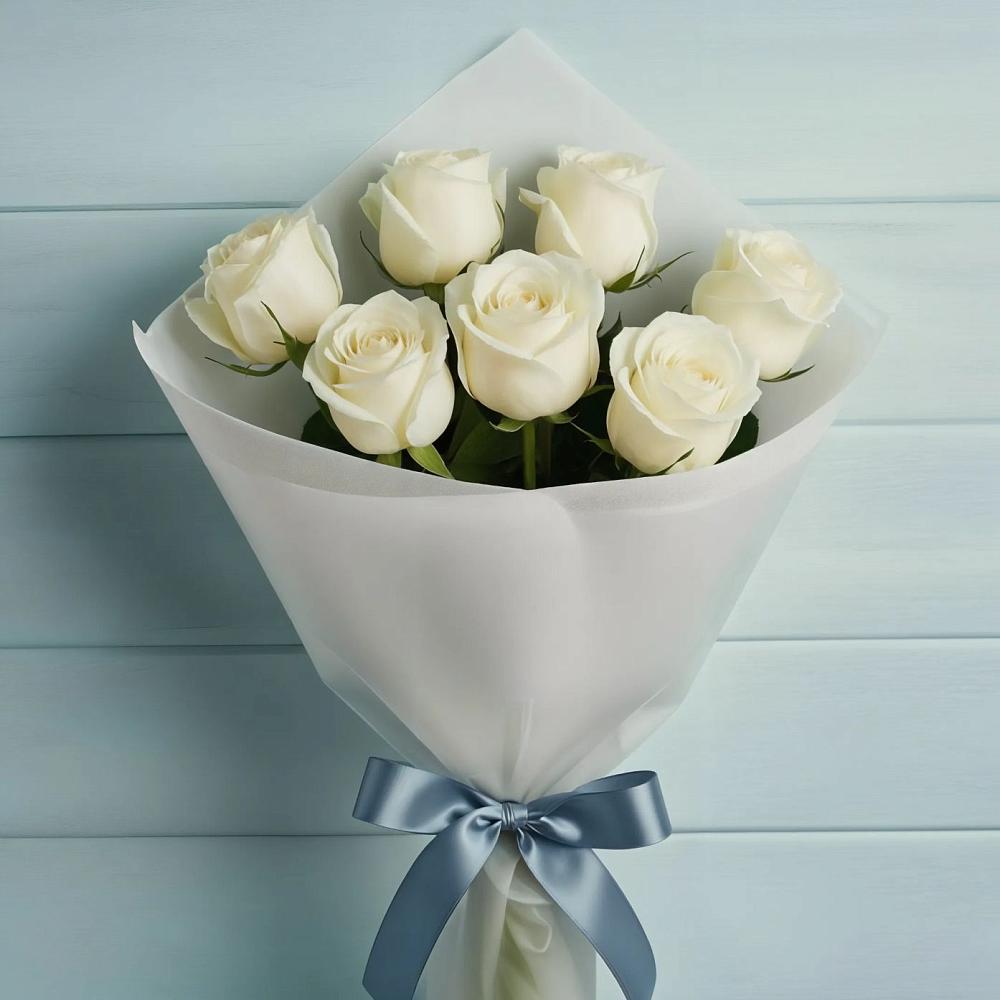 Букет 7 Белых роз Эдлесс Лав в Нестеровском